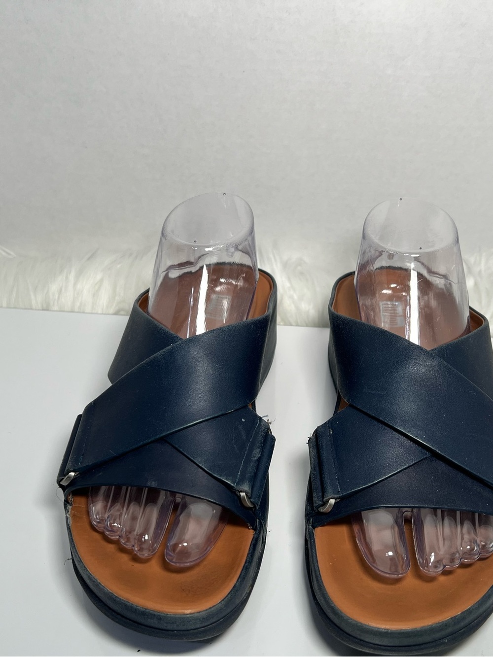 Fitflop Navy Crisscross Slide Sandals